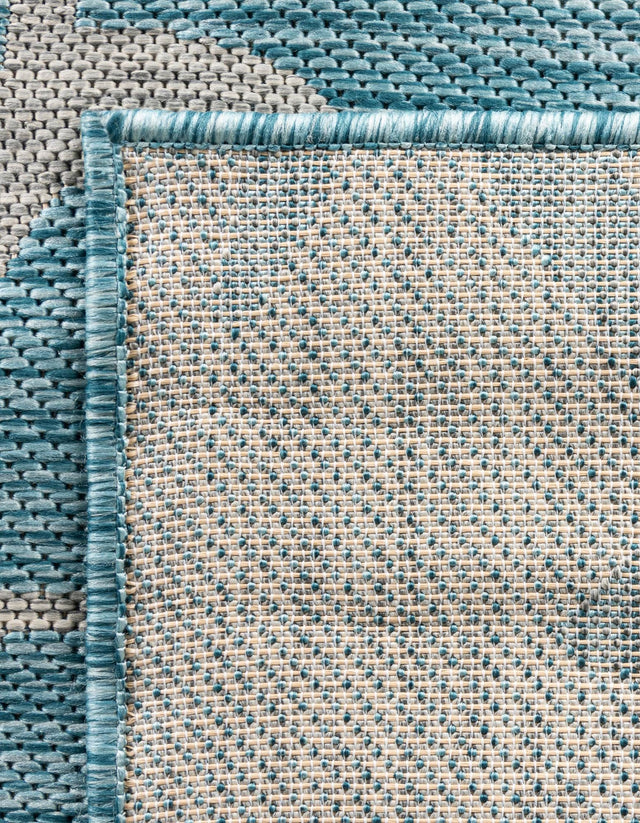 Light Aqua 2' x 6' 1 Outdoor Botanical Runner Area Rug Weather Resistant for Patio, Deck, Terrace, Balcony, Porch Polypropylene Garden Floral Tropical Carpet for Sale at Rug Engine