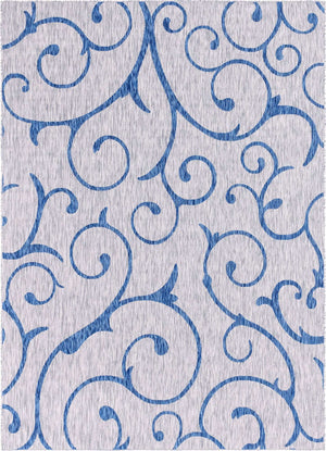 Gray 7' 10 x 11' Outdoor Botanical Rectangle Area Rug Weather Resistant for Patio, Deck, Terrace, Balcony, Porch Polypropylene Garden Floral Tropical Carpet for Sale at Rug Engine