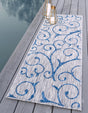 Gray 2' x 6' 1 Outdoor Botanical Runner Area Rug Weather Resistant for Patio, Deck, Terrace, Balcony, Porch Polypropylene Garden Floral Tropical Carpet for Sale at Rug Engine