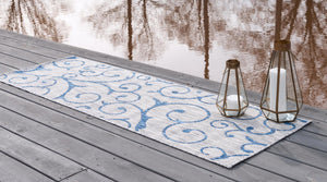 Gray 2' x 6' 1 Outdoor Botanical Runner Area Rug Weather Resistant for Patio, Deck, Terrace, Balcony, Porch Polypropylene Garden Floral Tropical Carpet for Sale at Rug Engine