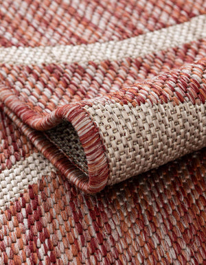 Rust Red 9' x 12' Outdoor Botanical Rectangle Area Rug Weather Resistant for Patio, Deck, Terrace, Balcony, Porch Polypropylene Garden Floral Tropical Carpet for Sale at Rug Engine