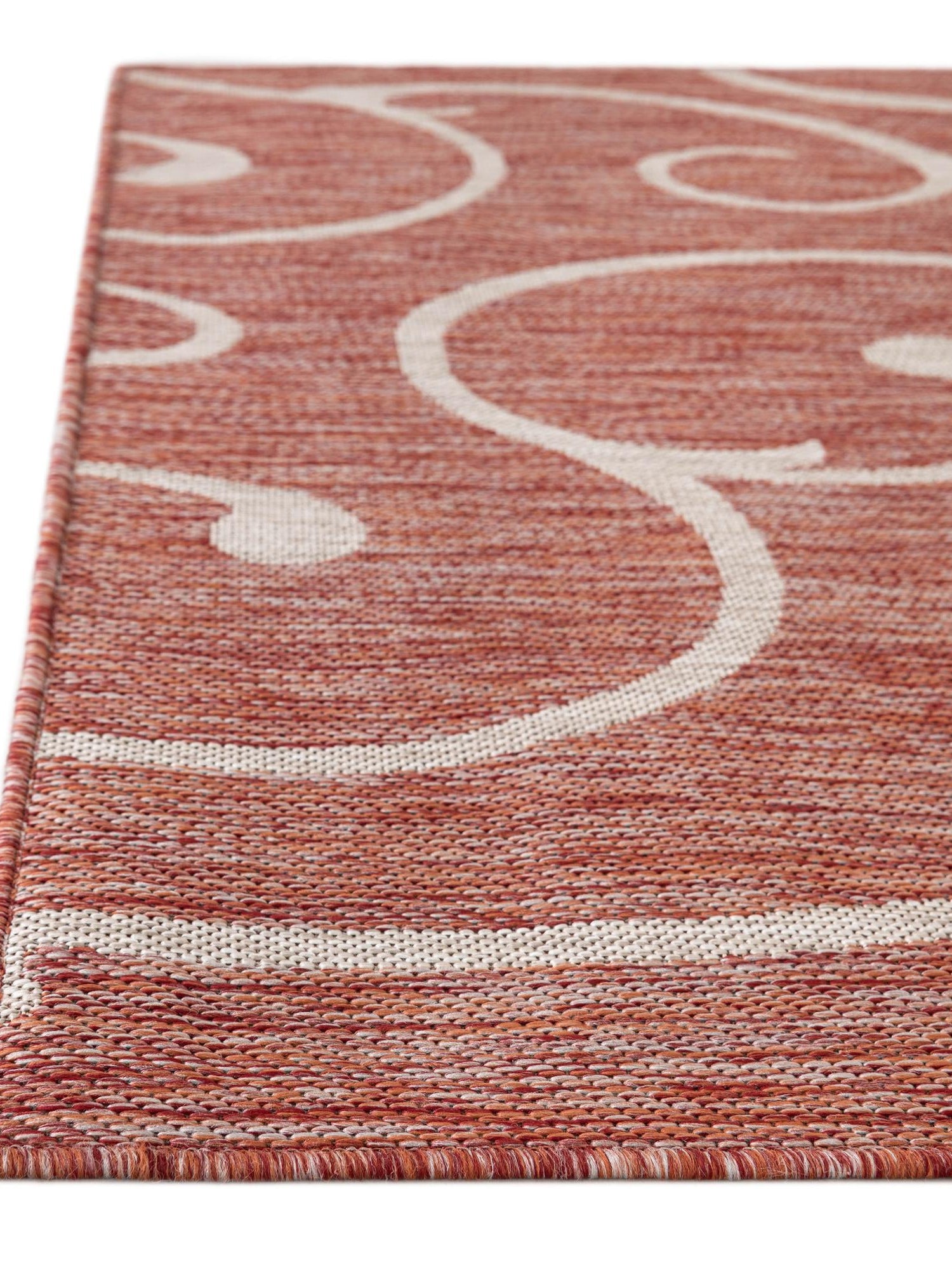Rust Red 9' x 12' Outdoor Botanical Rectangle Area Rug Weather Resistant for Patio, Deck, Terrace, Balcony, Porch Polypropylene Garden Floral Tropical Carpet for Sale at Rug Engine