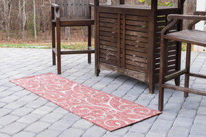 Rust Red 2' x 6' 1 Outdoor Botanical Runner Area Rug Weather Resistant for Patio, Deck, Terrace, Balcony, Porch Polypropylene Garden Floral Tropical Carpet for Sale at Rug Engine