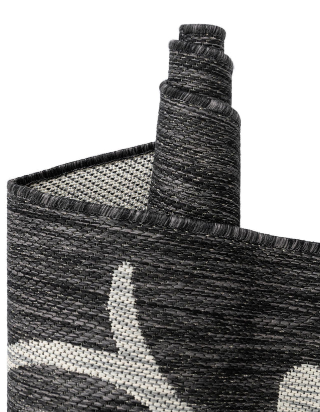 Charcoal Gray 4' 1 x 6' 1 Outdoor Botanical Rectangle Area Rug Weather Resistant for Patio, Deck, Terrace, Balcony, Porch Polypropylene Garden Floral Tropical Carpet for Sale at Rug Engine