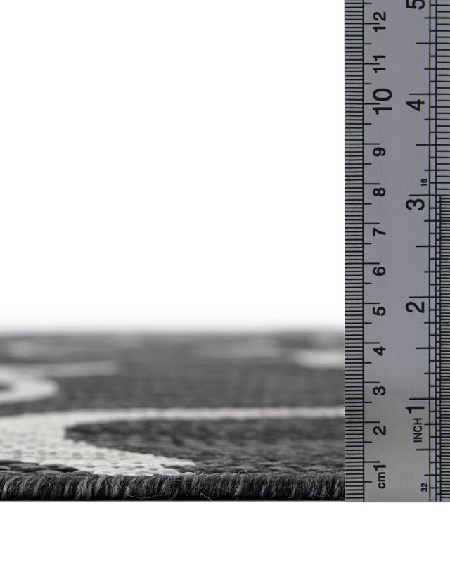 Charcoal Gray 2' x 6' 1 Outdoor Botanical Runner Area Rug Weather Resistant for Patio, Deck, Terrace, Balcony, Porch