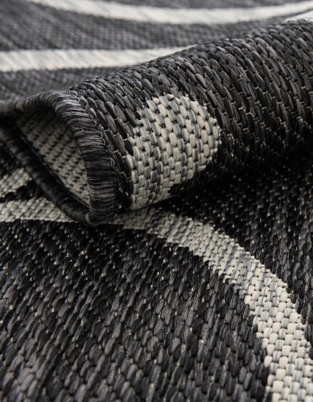 Charcoal Gray 2' x 6' 1 Outdoor Botanical Runner Area Rug Weather Resistant for Patio, Deck, Terrace, Balcony, Porch
