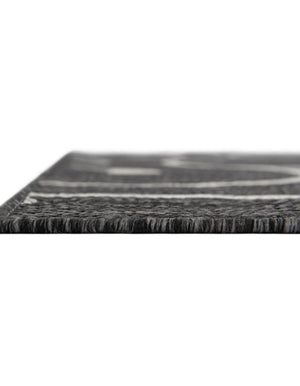Charcoal Gray 2' x 6' 1 Outdoor Botanical Runner Area Rug Weather Resistant for Patio, Deck, Terrace, Balcony, Porch