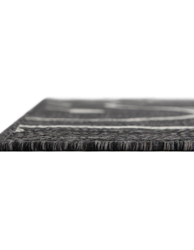 Charcoal Gray 2' x 6' 1 Outdoor Botanical Runner Area Rug Weather Resistant for Patio, Deck, Terrace, Balcony, Porch