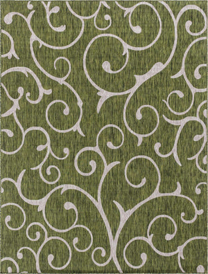 Green 9' x 12' Outdoor Botanical Rectangle Area Rug Weather Resistant for Patio, Deck, Terrace, Balcony, Porch Polypropylene Garden Floral Tropical Carpet for Sale at Rug Engine