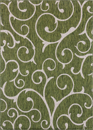 Green 7' 10 x 11' Outdoor Botanical Rectangle Area Rug Weather Resistant for Patio, Deck, Terrace, Balcony, Porch Polypropylene Garden Floral Tropical Carpet for Sale at Rug Engine