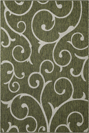 Green 6' 1 x 9' Outdoor Botanical Rectangle Area Rug Weather Resistant for Patio, Deck, Terrace, Balcony, Porch Polypropylene Garden Floral Tropical Carpet for Sale at Rug Engine