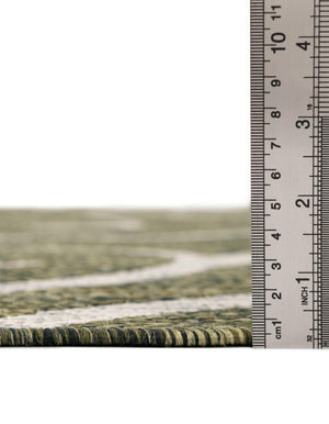 Green 5' 3 x 8' Outdoor Botanical Rectangle Area Rug Weather Resistant for Patio, Deck, Terrace, Balcony, Porch