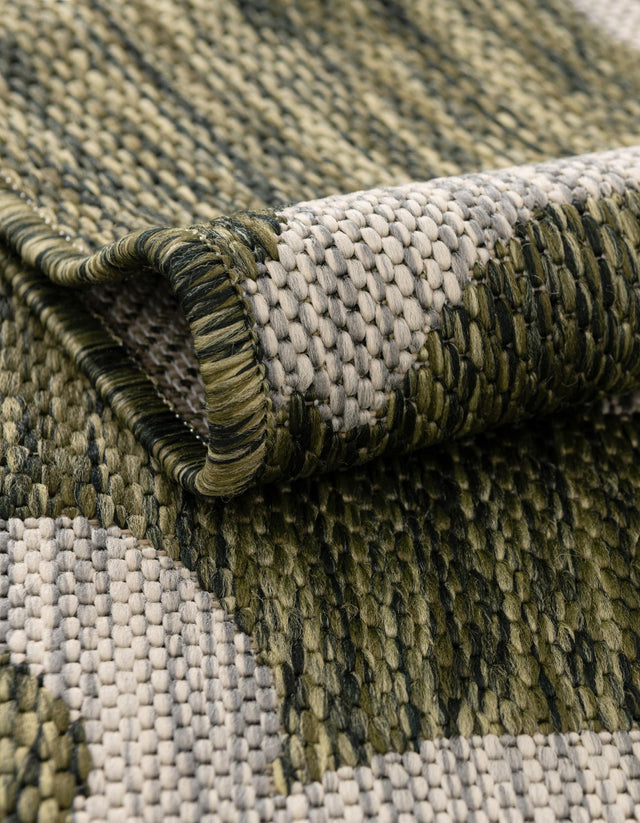Green 5' 3 x 8' Outdoor Botanical Rectangle Area Rug Weather Resistant for Patio, Deck, Terrace, Balcony, Porch