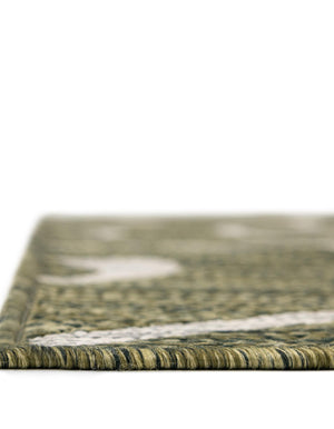 Green 5' 3 x 8' Outdoor Botanical Rectangle Area Rug Weather Resistant for Patio, Deck, Terrace, Balcony, Porch