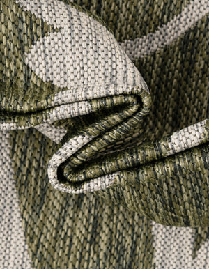 Green 5' 3 x 8' Outdoor Botanical Rectangle Area Rug Weather Resistant for Patio, Deck, Terrace, Balcony, Porch