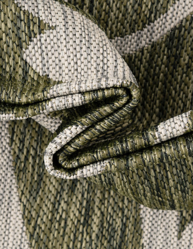 Green 5' 3 x 8' Outdoor Botanical Rectangle Area Rug Weather Resistant for Patio, Deck, Terrace, Balcony, Porch