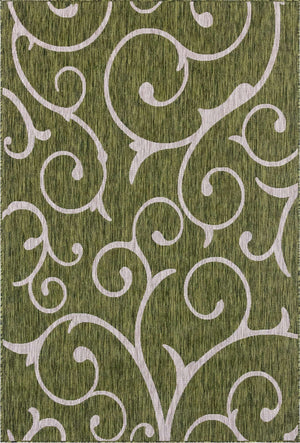 Green 4' 1 x 6' 1 Outdoor Botanical Rectangle Area Rug Weather Resistant for Patio, Deck, Terrace, Balcony, Porch Polypropylene Garden Floral Tropical Carpet for Sale at Rug Engine