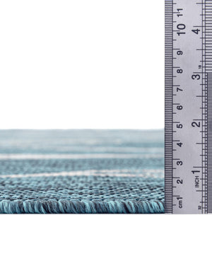 Teal 4' 1 x 6' 1 Outdoor Botanical Rectangle Area Rug Weather Resistant for Patio, Deck, Terrace, Balcony, Porch