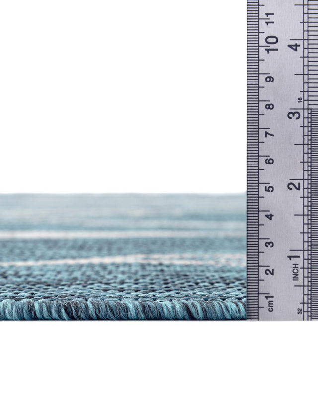 Teal 4' 1 x 6' 1 Outdoor Botanical Rectangle Area Rug Weather Resistant for Patio, Deck, Terrace, Balcony, Porch