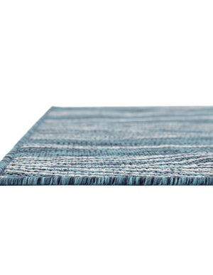 Teal 6' 1 x 9' Outdoor Botanical Rectangle Area Rug Weather Resistant for Patio, Deck, Terrace, Balcony, Porch