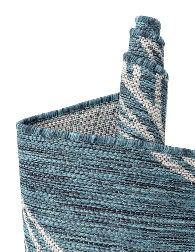 Teal 7' 10 x 11' Outdoor Botanical Rectangle Area Rug Weather Resistant for Patio, Deck, Terrace, Balcony, Porch Polypropylene Garden Floral Tropical Carpet for Sale at Rug Engine
