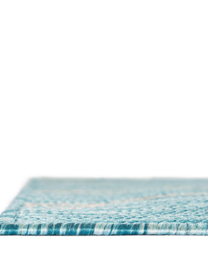 Light Aqua 6' 1 x 9' Outdoor Botanical Rectangle Area Rug Weather Resistant for Patio, Deck, Terrace, Balcony, Porch Polypropylene Garden Floral Tropical Carpet for Sale at Rug Engine