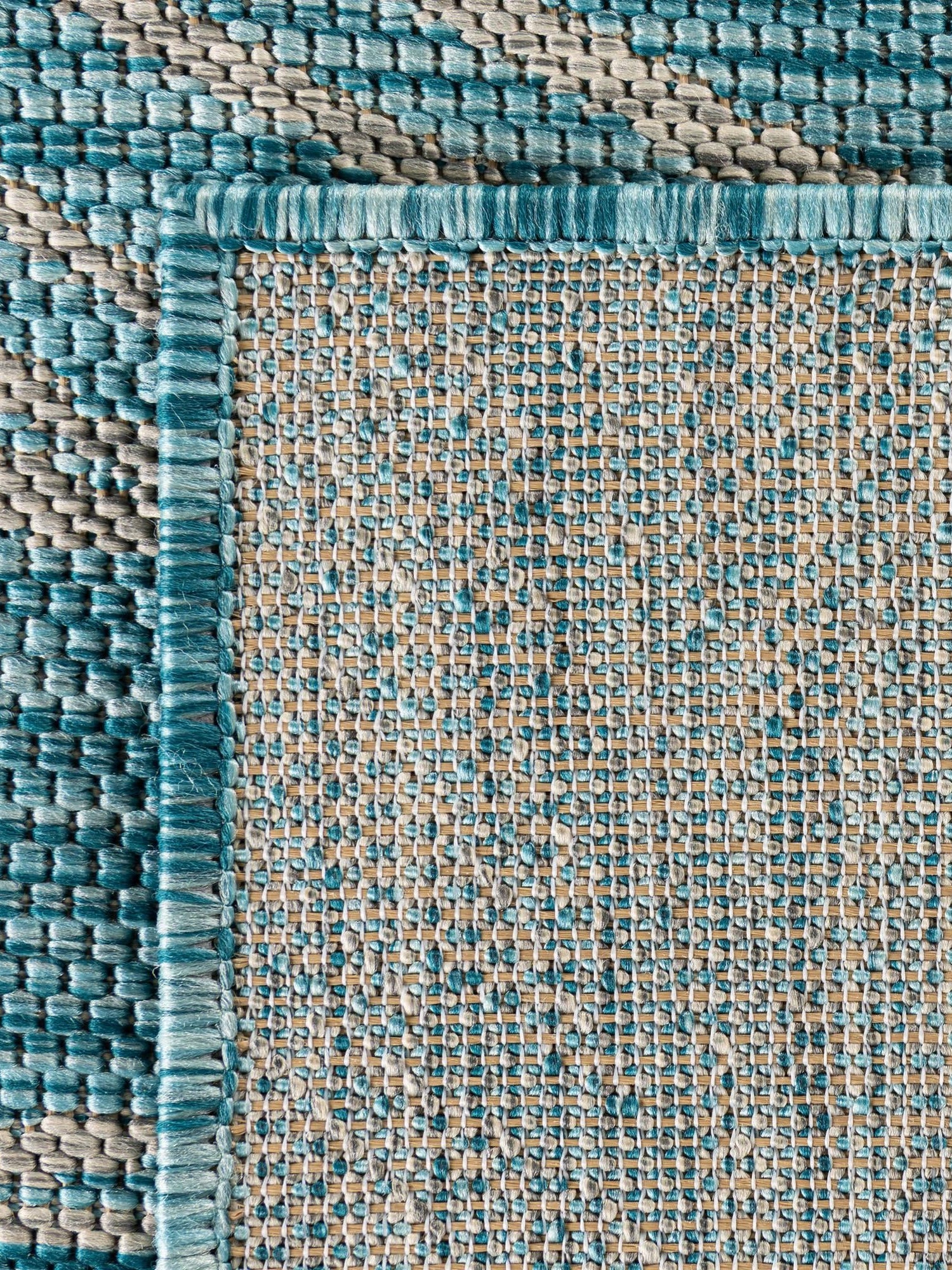 Light Aqua 6' 1 x 9' Outdoor Botanical Rectangle Area Rug Weather Resistant for Patio, Deck, Terrace, Balcony, Porch Polypropylene Garden Floral Tropical Carpet for Sale at Rug Engine