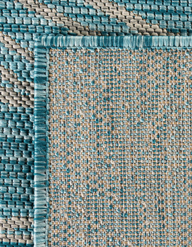 Light Aqua 7' 1 x 10' Outdoor Botanical Rectangle Area Rug Weather Resistant for Patio, Deck, Terrace, Balcony, Porch Polypropylene Garden Floral Tropical Carpet for Sale at Rug Engine