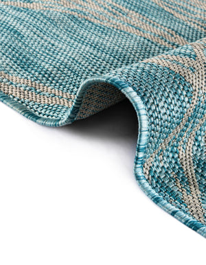 Light Aqua 4' 1 x 6' 1 Outdoor Botanical Rectangle Area Rug Weather Resistant for Patio, Deck, Terrace, Balcony, Porch Polypropylene Garden Floral Tropical Carpet for Sale at Rug Engine
