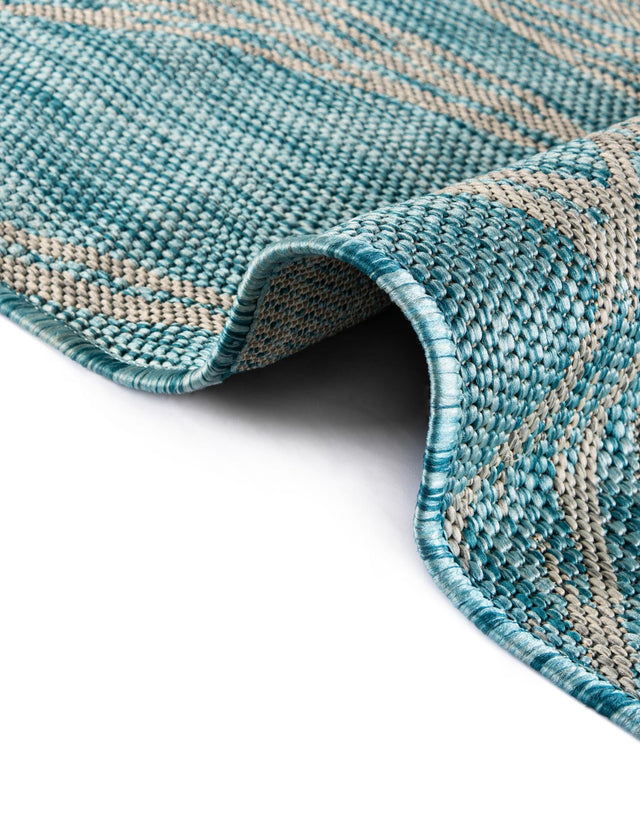 Light Aqua 4' 1 x 6' 1 Outdoor Botanical Rectangle Area Rug Weather Resistant for Patio, Deck, Terrace, Balcony, Porch Polypropylene Garden Floral Tropical Carpet for Sale at Rug Engine