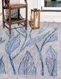 Light Gray 6' 1 x 9' Outdoor Botanical Rectangle Area Rug Weather Resistant for Patio, Deck, Terrace, Balcony, Porch Polypropylene Garden Floral Tropical Carpet for Sale at Rug Engine