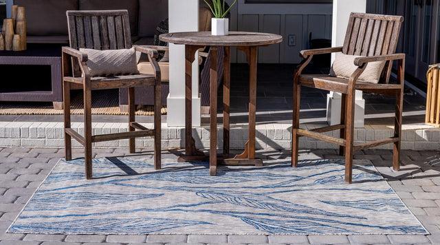 Light Gray 9' x 12' Outdoor Botanical Rectangle Area Rug Weather Resistant for Patio, Deck, Terrace, Balcony, Porch Polypropylene Garden Floral Tropical Carpet for Sale at Rug Engine