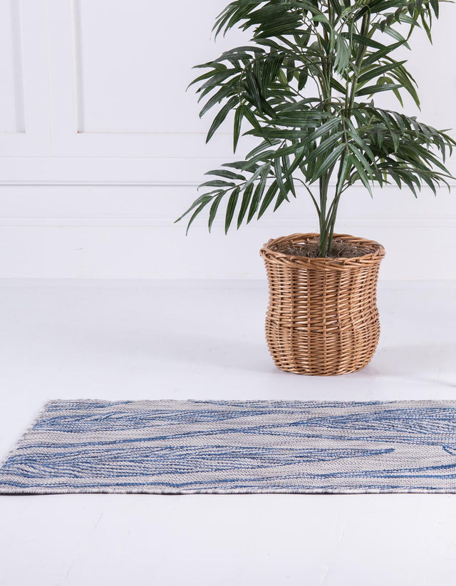 Light Gray 2' x 6' 1 Outdoor Botanical Runner Area Rug Weather Resistant for Patio, Deck, Terrace, Balcony, Porch Polypropylene Garden Floral Tropical Carpet for Sale at Rug Engine