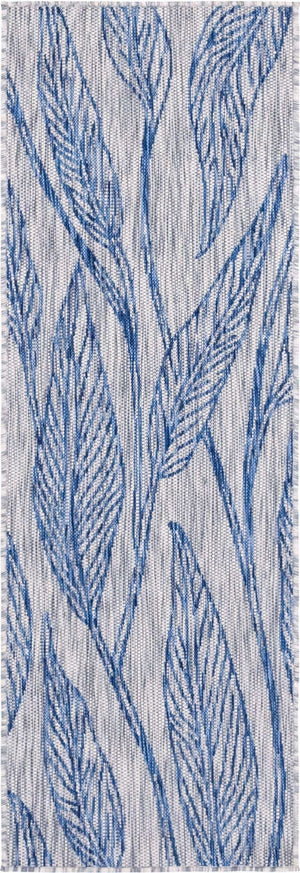 Light Gray 2' x 6' 1 Outdoor Botanical Runner Area Rug Weather Resistant for Patio, Deck, Terrace, Balcony, Porch Polypropylene Garden Floral Tropical Carpet for Sale at Rug Engine
