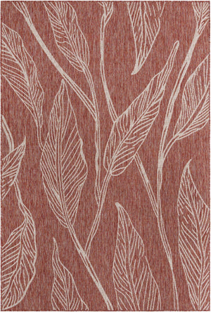 Rust Red 6' 1 x 9' Outdoor Botanical Rectangle Rug