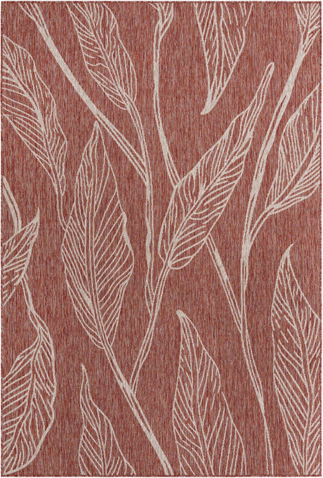 Rust Red 6' 1 x 9' Outdoor Botanical Rectangle Rug