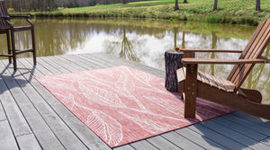 Rust Red 6' 1 x 9' Outdoor Botanical Rectangle Rug