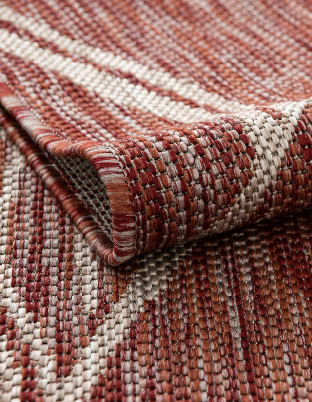 Rust Red 7' 1 x 10' Outdoor Botanical Rectangle Area Rug Weather Resistant for Patio, Deck, Terrace, Balcony, Porch Polypropylene Garden Floral Tropical Carpet for Sale at Rug Engine