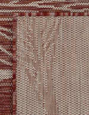 Rust Red 7' 1 x 10' Outdoor Botanical Rectangle Area Rug Weather Resistant for Patio, Deck, Terrace, Balcony, Porch Polypropylene Garden Floral Tropical Carpet for Sale at Rug Engine