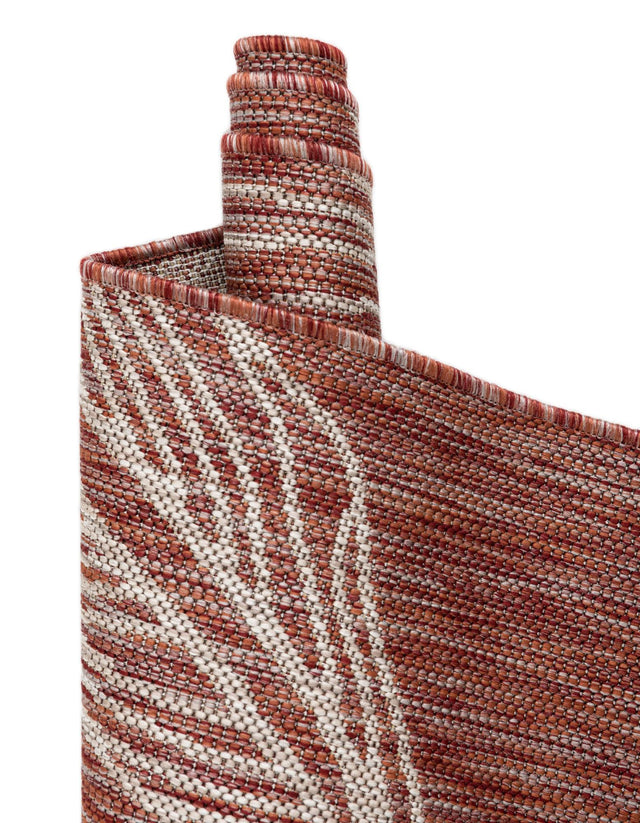 Rust Red 7' 10 x 11' Outdoor Botanical Rectangle Area Rug Weather Resistant for Patio, Deck, Terrace, Balcony, Porch Polypropylene Garden Floral Tropical Carpet for Sale at Rug Engine