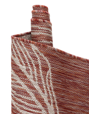 Rust Red 7' 1 x 10' Outdoor Botanical Rectangle Area Rug Weather Resistant for Patio, Deck, Terrace, Balcony, Porch Polypropylene Garden Floral Tropical Carpet for Sale at Rug Engine