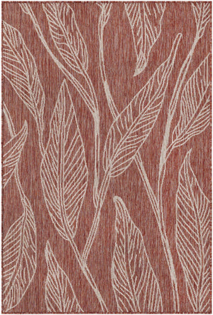Rust Red 4' 1 x 6' 1 Outdoor Botanical Rectangle Rug