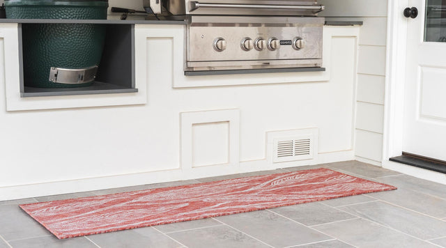 Rust Red 2' x 6' 1 Outdoor Botanical Runner Rug