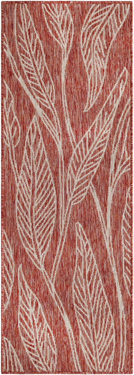 Rust Red 2' x 6' 1 Outdoor Botanical Runner Rug