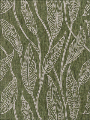 Green 9' x 12' Outdoor Botanical Rectangle Rug