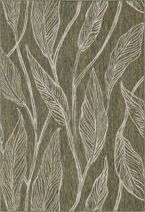Green 8' x 11' Outdoor Botanical Rectangle Rug