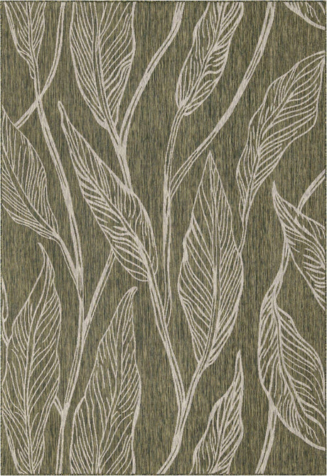 Green 8' x 11' Outdoor Botanical Rectangle Rug