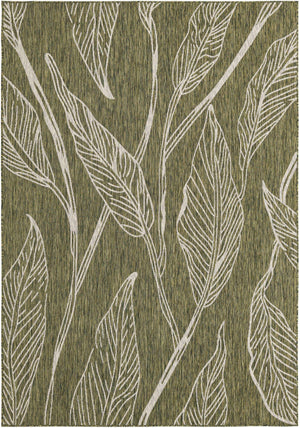 Green 7' 1 x 10' Outdoor Botanical Rectangle Rug
