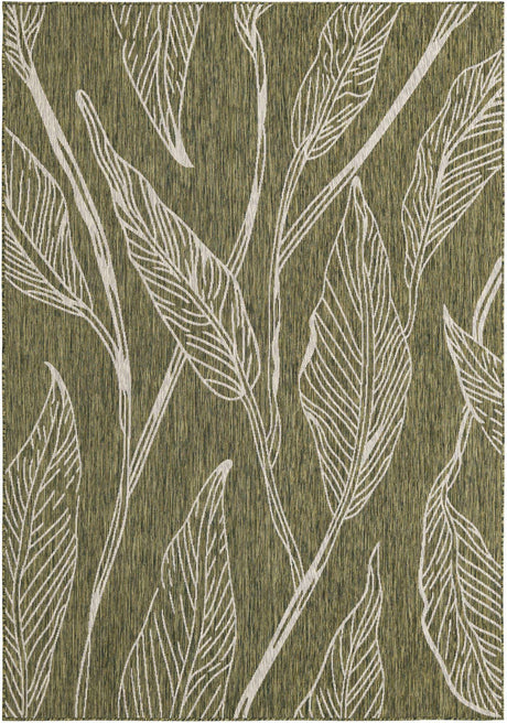 Green 7' 1 x 10' Outdoor Botanical Rectangle Rug