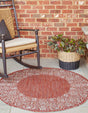 Rust Red 4' 1 x 4' 1 Outdoor Border Round Rug